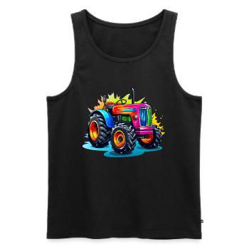 Tractor in bright colors - Men's Premium Organic Tank Top - black - Front - AI Model Male 178 light (178cm)