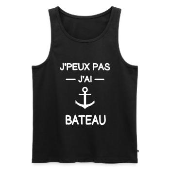 je peux pas j'ai bateau marin humour - Débardeur bio Premium Homme - noir - Devant - AI Model Male 178 light (178cm)