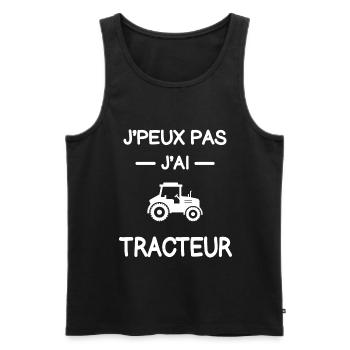 je peux pas j'ai tracteur agriculteur humour - Débardeur bio Premium Homme - noir - Devant - AI Model Male 178 light (178cm)