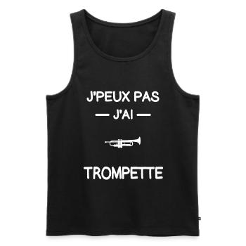 je peux pas j'ai trompette trompetiste humour - Débardeur bio Premium Homme - noir - Devant - Michal (187cm)