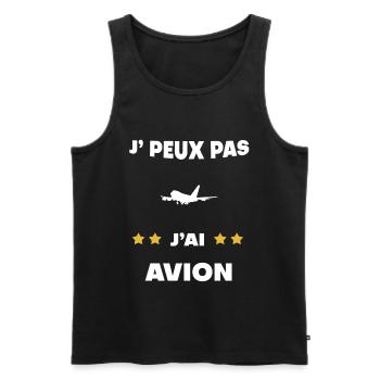 je peux pas j'ai avion cadeau pilote - Débardeur bio Premium Homme - noir - Devant - Michal (187cm)