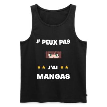 je peux pas j'ai mangas cadeau mangaka - Débardeur bio Premium Homme - noir - Devant - Michal (187cm)
