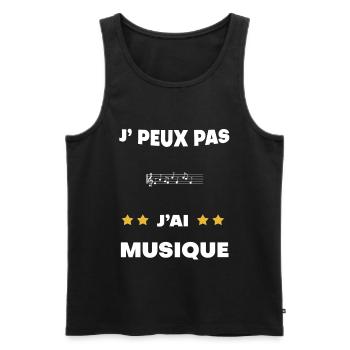 je peux pas j'ai musique cadeau musicien - Débardeur bio Premium Homme - noir - Devant - Michal (187cm)