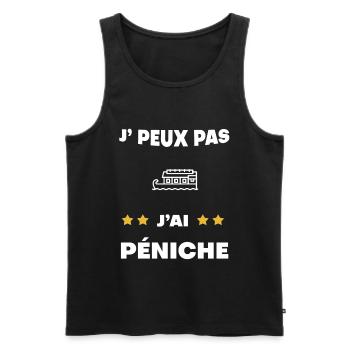 je peux pas j'ai péniche cadeau batelier - Débardeur bio Premium Homme - noir - Devant - Michal (187cm)
