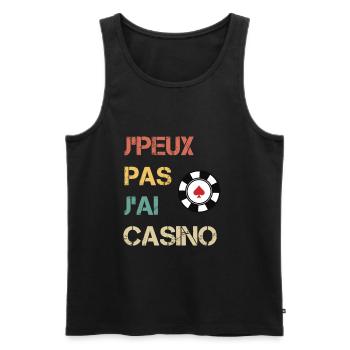 je peux pas j'ai casino cadeau croupier - Débardeur bio Premium Homme - noir - Devant - Michal (187cm)