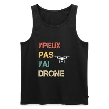 je peux pas j'ai drone cadeau pilote - Débardeur bio Premium Homme - noir - Devant - Michal (187cm)
