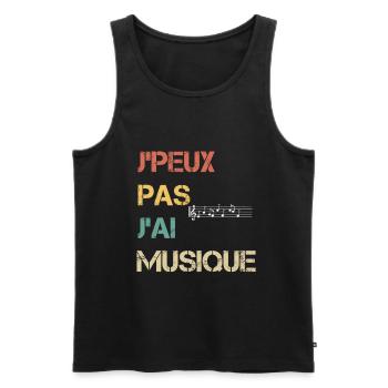 je peux pas j'ai musique cadeau musicien - Débardeur bio Premium Homme - noir - Devant - Michal (187cm)