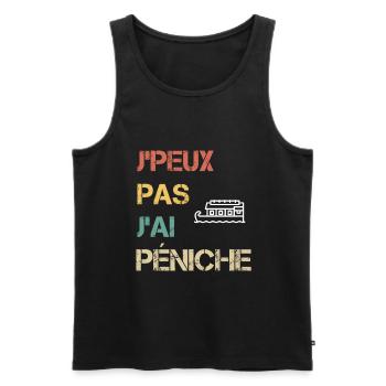 je peux pas j'ai péniche cadeau batelier - Débardeur bio Premium Homme - noir - Devant - Michal (187cm)