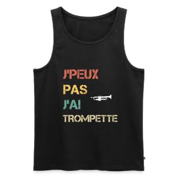 je peux pas j'ai trompette cadeau trompetiste - Débardeur bio Premium Homme - noir - Devant - Michal (187cm)
