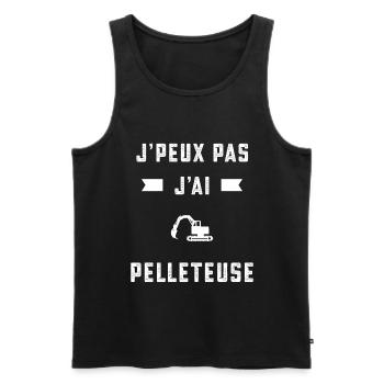 je peux pas j'ai pelleteuse pelleteur cadeau - Débardeur bio Premium Homme - noir - Devant - Michal (187cm)