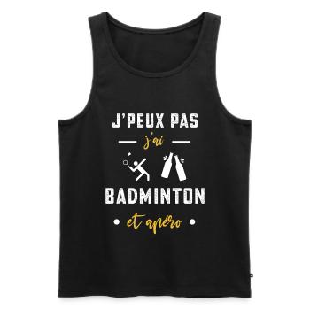 je peux pas j'ai badminton apéro humour - Débardeur bio Premium Homme - noir - Devant - Michal (187cm)