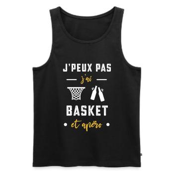 je peux pas j'ai basket apéro humour - Débardeur bio Premium Homme - noir - Devant - Michal (187cm)
