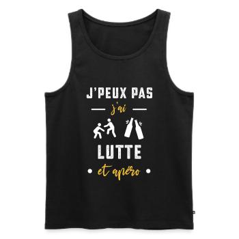 je peux pas j'ai Lutte apéro humour - Débardeur bio Premium Homme - noir - Devant - Michal (187cm)