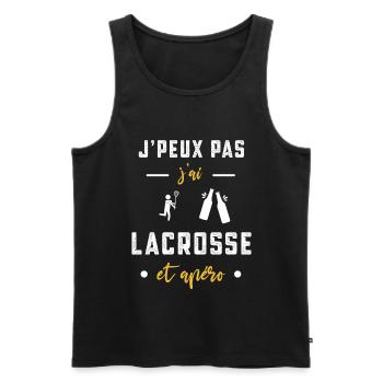 je peux pas j'ai lacrosse apéro humour - Débardeur bio Premium Homme - noir - Devant - Michal (187cm)