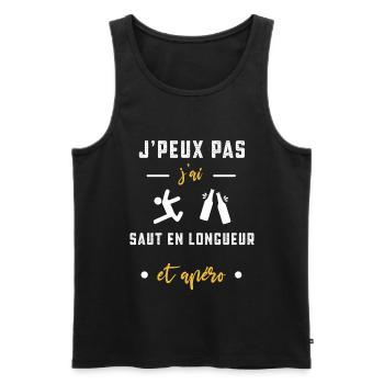 je peux pas j'ai saut en longueur apéro humour - Débardeur bio Premium Homme - noir - Devant - Michal (187cm)