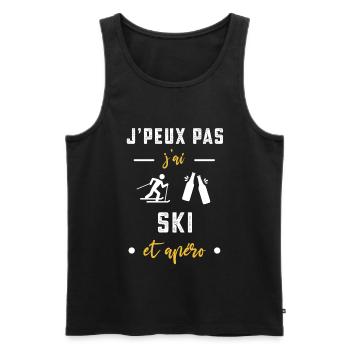 je peux pas j'ai ski apéro humour - Débardeur bio Premium Homme - noir - Devant - Michal (187cm)