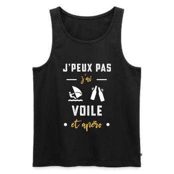 je peux pas j'ai voile apéro humour - Débardeur bio Premium Homme - noir - Devant - Michal (187cm)