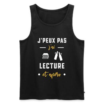 je peux pas j'ai lecture apéro humour - Débardeur bio Premium Homme - noir - Devant - Michal (187cm)