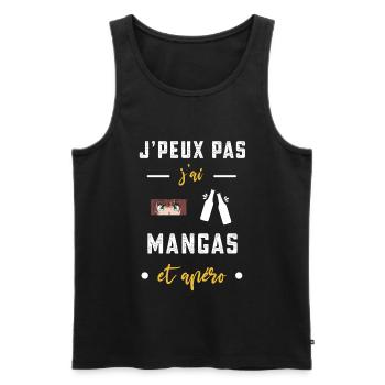 je peux pas j'ai mangas apéro humour - Débardeur bio Premium Homme - noir - Devant - Michal (187cm)