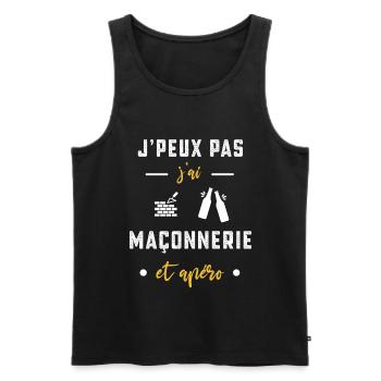 je peux pas j'ai maçonnerie apéro humour - Débardeur bio Premium Homme - noir - Devant - Michal (187cm)