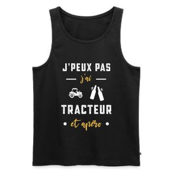 je peux pas j'ai tracteur apéro humour - Débardeur bio Premium Homme - noir - Devant - AI Model Male 178 light (178cm)