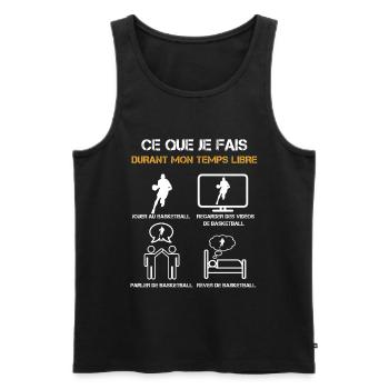 ce que je fais durant mon temps libre basketball - Débardeur bio Premium Homme - noir - Devant - Michal (187cm)