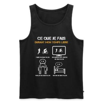 ce que je fais durant mon temps libre duathlon - Débardeur bio Premium Homme - noir - Devant - Michal (187cm)