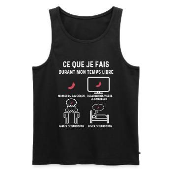saucisson temps libre cadeau - Débardeur bio Premium Homme - noir - Devant - AI Model Male 178 light (178cm)