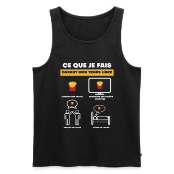 cadeau frites temps libre - Débardeur bio Premium Homme - noir - Devant - Michal (187cm)