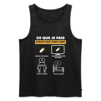 cadeau kebab temps libre - Débardeur bio Premium Homme - noir - Devant - Michal (187cm)