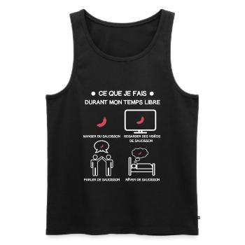 cadeau temps libre saucisson - Débardeur bio Premium Homme - noir - Devant - AI Model Male 178 light (178cm)