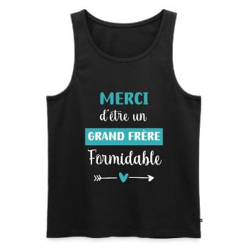 merci grand frère formidable - Débardeur bio Premium Homme - noir - Devant - Michal (187cm)