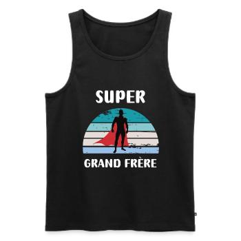 super grand frère rétro vintage - Débardeur bio Premium Homme - noir - Devant - Michal (187cm)