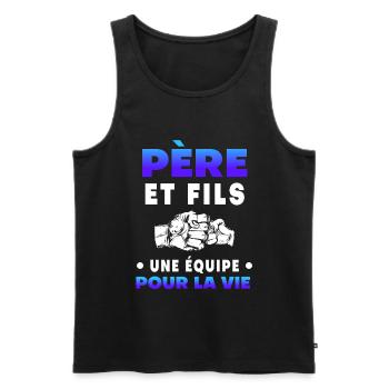 Father, Son, Shot, Team Duet, Man, Dad - Men's Premium Organic Tank Top - black - Front - AI Model Male 178 light (178cm)
