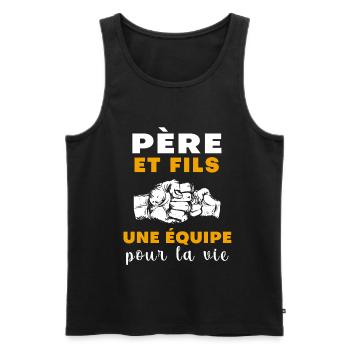 Vater, Sohn, Team fürs Leben, Papa erschossen, Punkt - Männer Premium Bio Tank Top - Schwarz - Vorne - AI Model Male 178 light (178cm)