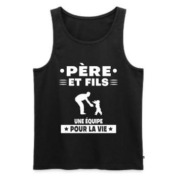 père et fils duo homme papa cadeau fête des pères - Débardeur bio Premium Homme - noir - Devant - Michal (187cm)