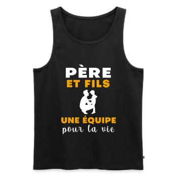 Père fils équipe pour la vie fête des pères - Débardeur bio Premium Homme - noir - Devant - Michal (187cm)