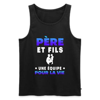 père fils fête des pères équipe duo homme - Débardeur bio Premium Homme - noir - Devant - Michal (187cm)