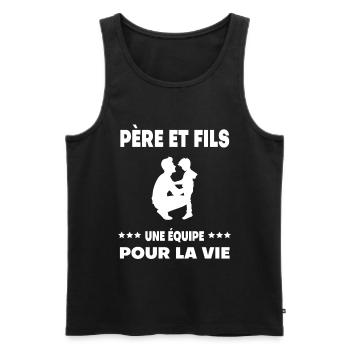fête des pères père et fils duo homme équipe - Débardeur bio Premium Homme - noir - Devant - Michal (187cm)