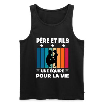 Father and Son Man Vintage Father's Day - Men's Premium Organic Tank Top - black - Front - Michal (187cm)