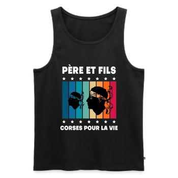 Father and son vintage Corsican dad - Men's Premium Organic Tank Top - black - Front - AI Model Male 178 light (178cm)