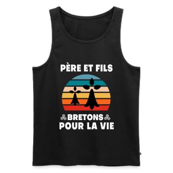 père et fils vintage bretagne papa breton - Débardeur bio Premium Homme - noir - Devant - AI Model Male 178 light (178cm)