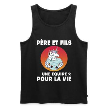 Father and Son Unicorn Retro Vintage Dad Gift - Men's Premium Organic Tank Top - black - Front - Michal (187cm)