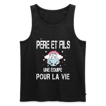 Father and Son Unicorn Gift Dad - Men's Premium Organic Tank Top - black - Front - Michal (187cm)