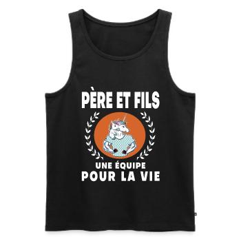 Vater Sohn Einhorn Vintage Retro Geschenk Papa - Männer Premium Bio Tank Top - Schwarz - Vorne - Michal (187cm)