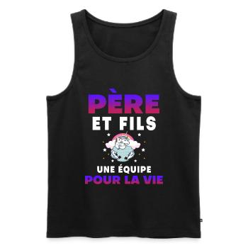 Vater Sohn Einhorn Team für das Leben Geschenk Papa - Männer Premium Bio Tank Top - Schwarz - Vorne - Michal (187cm)