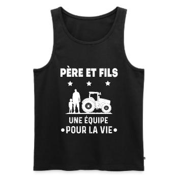 agriculteur père et fils équipe duo homme - Débardeur bio Premium Homme - noir - Devant - Michal (187cm)