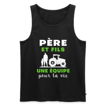 agriculteur père et fils - Débardeur bio Premium Homme - noir - Devant - Michal (187cm)