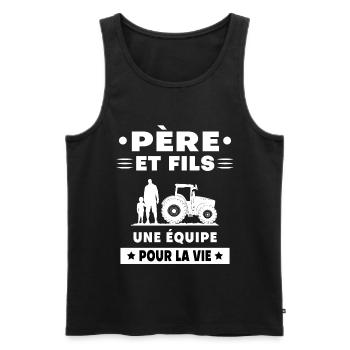 père et fils agriculteur duo homme - Débardeur bio Premium Homme - noir - Devant - Michal (187cm)
