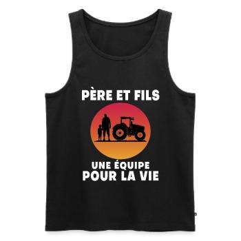 Father and Son Vintage Retro Farmer - Men's Premium Organic Tank Top - black - Front - Michal (187cm)